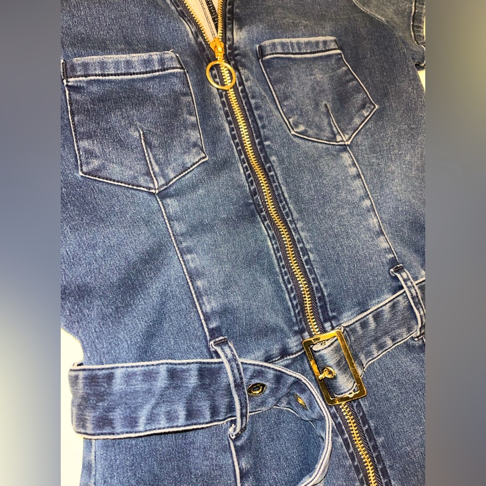 G BY GUESS SS Denim Romper with Detachable Belt - Picture 4 of 4